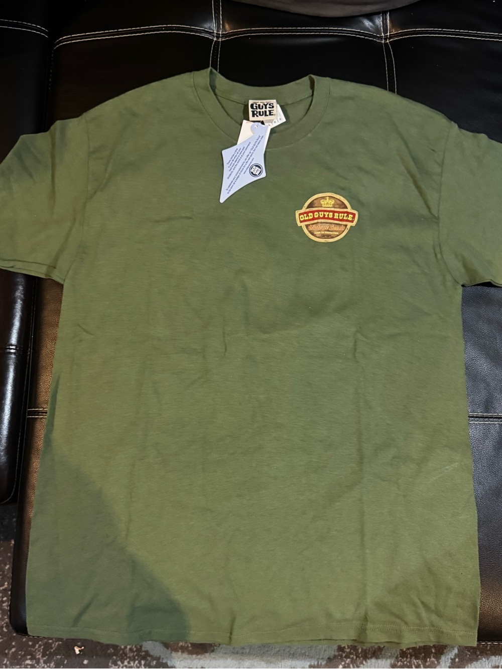 Men's Olive Green Logo T-Shirt old guys tule “vintage goods” size L NWT